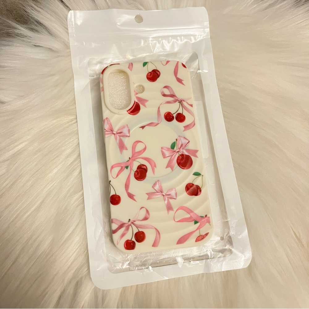 Cherry Bow Phone Case - Pink and White